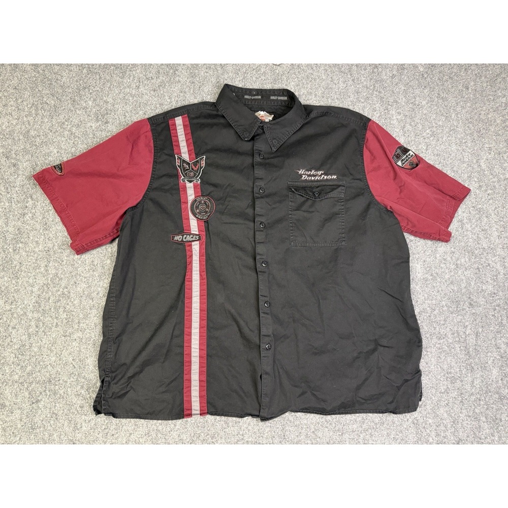 Men's Harley Davidson No Cages Short Sleeve Button Up Riding Work Shirt Size XXL